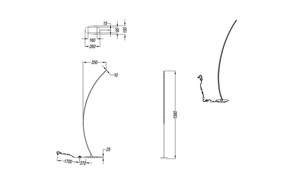 HLW LED LED Vloerlamp Trion Sola - 11W Warm Wit 2700K–3000K, Beam Angle verstelbaar, Mat Zwart