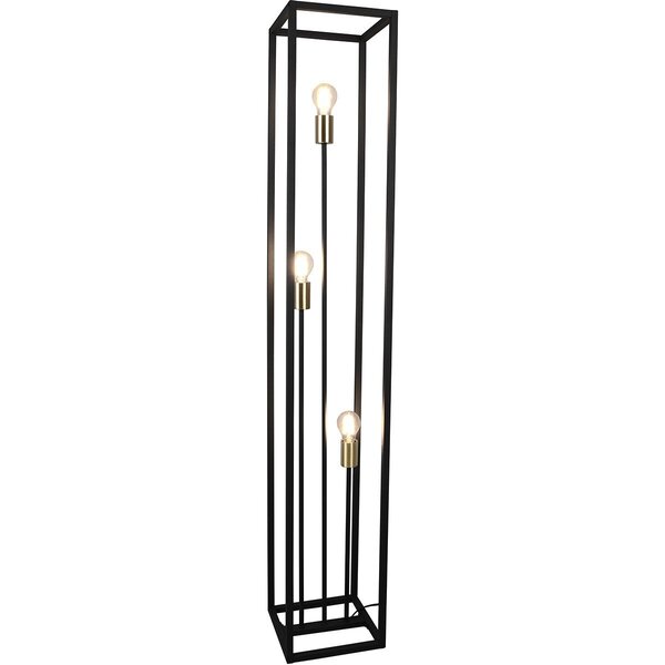 HLW LED Zwarte LED Vloerlamp Trion Kandin - 3 E27 Fittingen, Vierkant & Energiezuinig