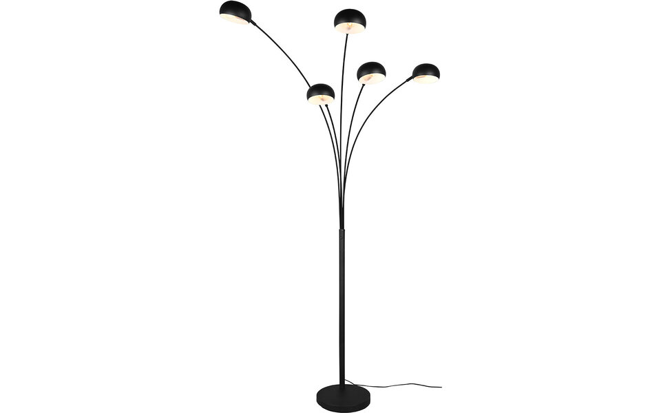 HLW LED LED Vloerlamp Trion Ditora - Zwarte Vloerlamp met 5x E14 Fitting en Aluminium