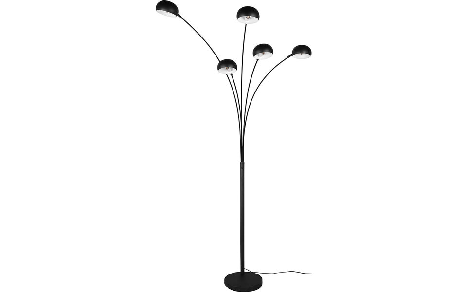 HLW LED LED Vloerlamp Trion Ditora - Zwarte Vloerlamp met 5x E14 Fitting en Aluminium