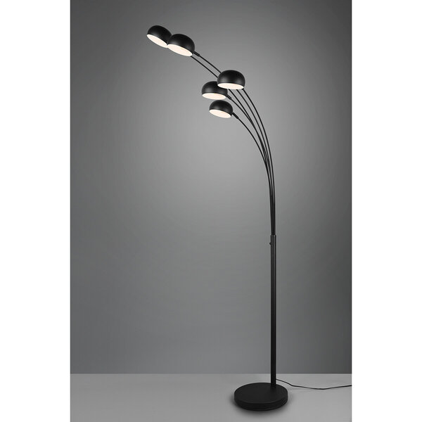 HLW LED LED Vloerlamp Trion Ditora - Zwarte Vloerlamp met 5x E14 Fitting en Aluminium