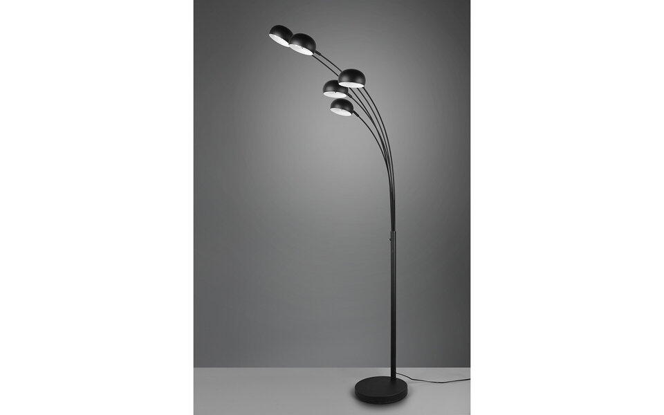 HLW LED LED Vloerlamp Trion Ditora - Zwarte Vloerlamp met 5x E14 Fitting en Aluminium