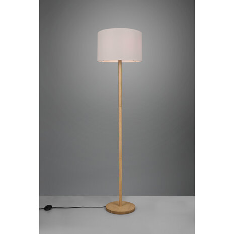 HLW LED LED Vloerlamp Trion Kiblon - Houten vloerlamp met E27 fitting en mat bruine afwerking