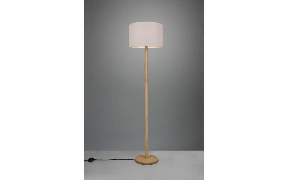 HLW LED LED Vloerlamp Trion Kiblon - Houten vloerlamp met E27 fitting en mat bruine afwerking