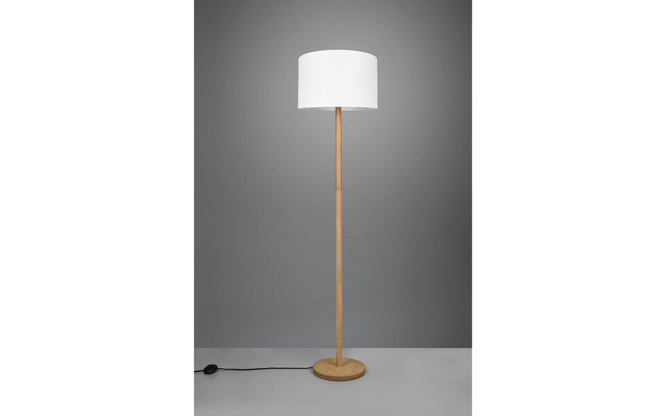 HLW LED LED Vloerlamp Trion Kiblon - Houten vloerlamp met E27 fitting en mat bruine afwerking