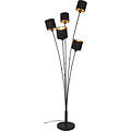 LED Vloerlamp Trion Torry - 5-lichts Zwarte & Gouden Vloerlamp, Max 40W LED