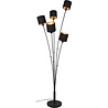 HLW LED LED Vloerlamp Trion Torry - 5-lichts Zwarte & Gouden Vloerlamp, Max 40W LED