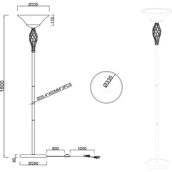 HLW LED LED Vloerlamp Trion Rustina - 2-lichts roestkleurige vloerlamp met E27 fitting