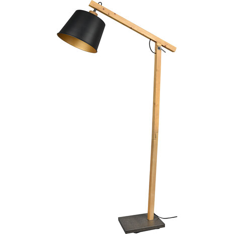 HLW LED Zwarte LED Vloerlamp Trion Hittal - Rond Design met E27 Fitting en Voetschakelaar