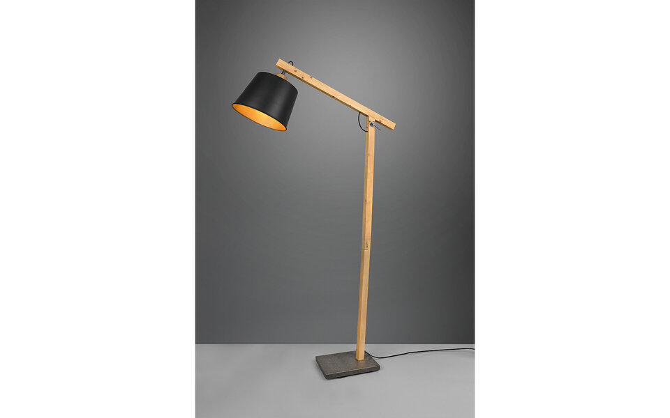 HLW LED Zwarte LED Vloerlamp Trion Hittal - Rond Design met E27 Fitting en Voetschakelaar