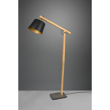 HLW LED Zwarte LED Vloerlamp Trion Hittal - Rond Design met E27 Fitting en Voetschakelaar