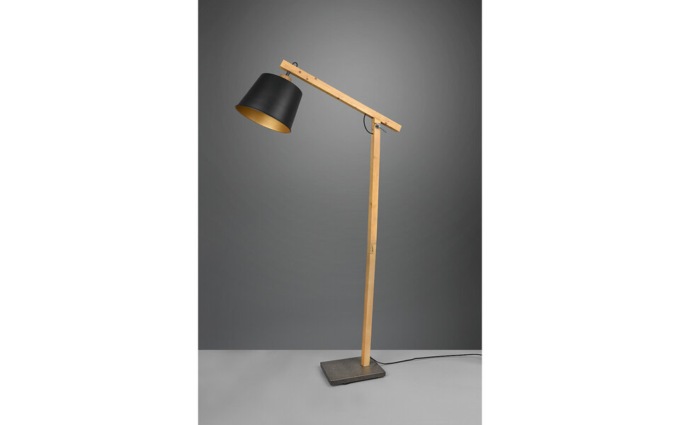 HLW LED Zwarte LED Vloerlamp Trion Hittal - Rond Design met E27 Fitting en Voetschakelaar