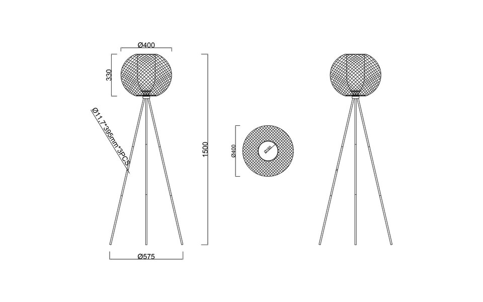 HLW LED LED Vloerlamp Trion Filtran - Zwarte vloerlamp met ronde vorm en E27 fitting