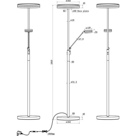 HLW LED LED Vloerlamp 5W - Dimbaar, Aanpasbare Kleur & Mat Nikkel Design