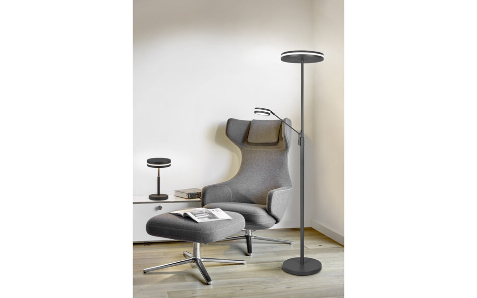 HLW LED LED Vloerlamp 5W - Dimbaar, Aanpasbare Kleur & Mat Antraciet Design