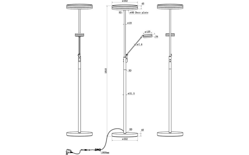 HLW LED LED Vloerlamp 5W - Dimbaar, Aanpasbare Kleur & Mat Antraciet Design