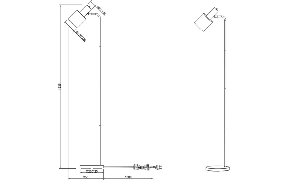 HLW LED Stijlvolle LED Vloerlamp Trion Alimo in Mat Grijs Aluminium met E27 Fitting