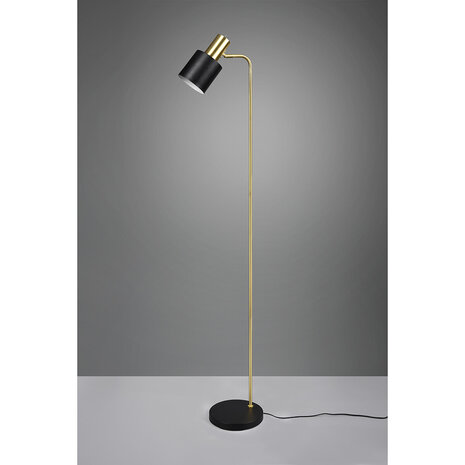 HLW LED Stijlvolle LED Vloerlamp Trion Alimo met Mat Zwart & Gouden Armatuur, E27