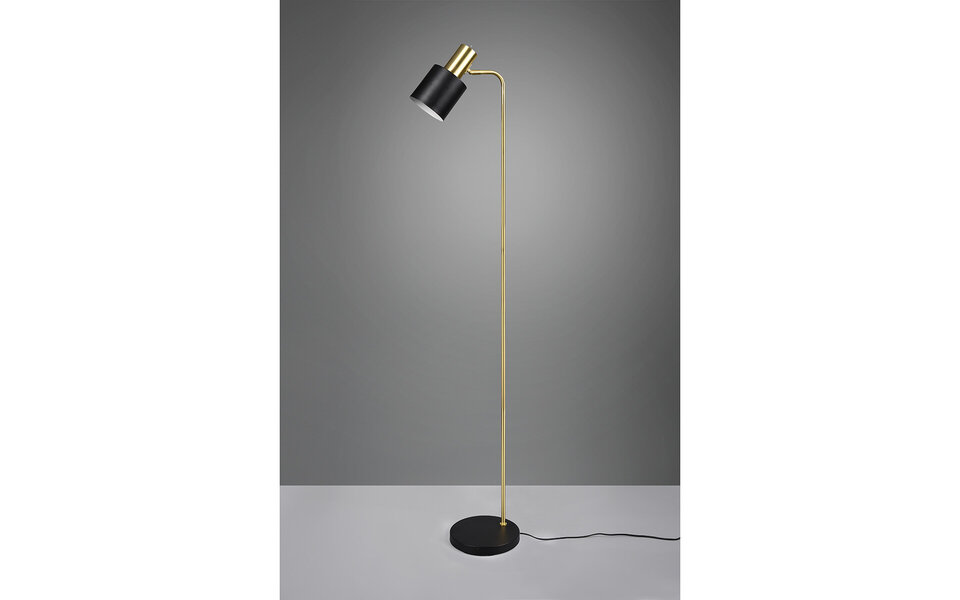 HLW LED Stijlvolle LED Vloerlamp Trion Alimo met Mat Zwart & Gouden Armatuur, E27