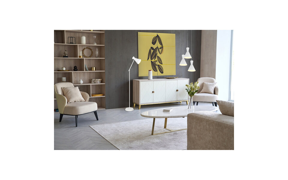 HLW LED LED Vloerlamp Trion Ewomi - Witte Vloerlamp met E27 Fitting en Voetschakelaar