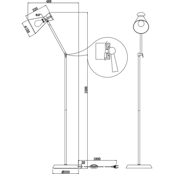 HLW LED Trion Ewomi LED Vloerlamp Mat Zwart - Energiezuinig Design met E27 Fitting