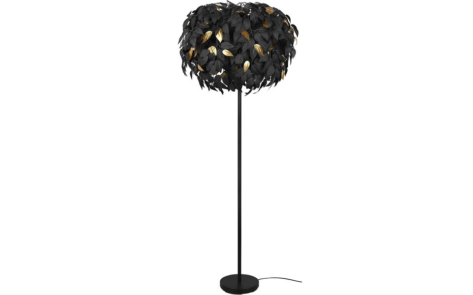 HLW LED LED Vloerlamp Trion Lovy - Stijlvolle Zwarte Vloerlamp met Gouden Accenten, 3-lichts