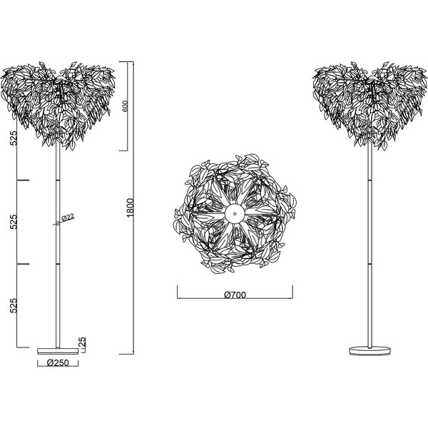 HLW LED LED Vloerlamp Trion Lovy - Stijlvolle Zwarte Vloerlamp met Gouden Accenten, 3-lichts