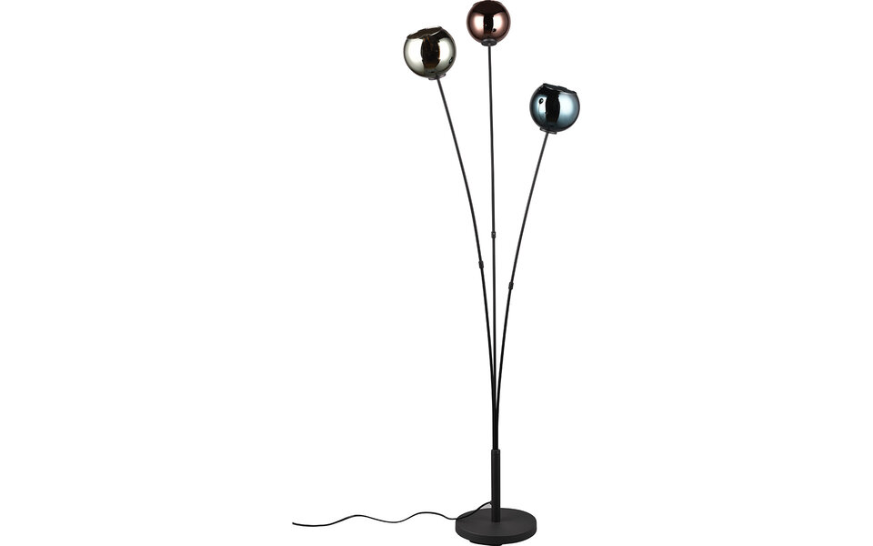 HLW LED Zwarte LED Vloerlamp Trion Seldy met 3 lichtpunten en multicolor glazen venster HLW LED Zwarte LED Vloerlamp Trion Seldy met 3 lichtpunten en multicolor glazen venster