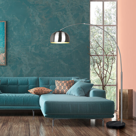 HLW LED LED Vloerlamp Trion Arginta - Mat Nikkel, E27 Fitting, 1-lichts Vloerlamp