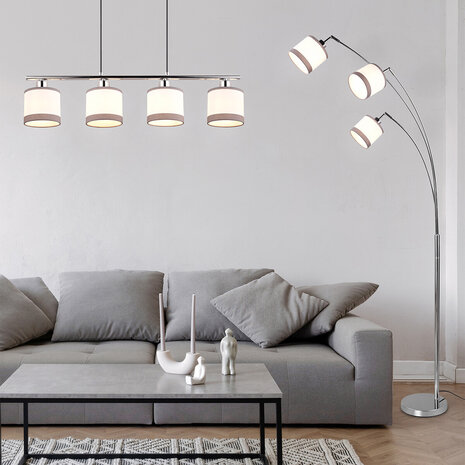 HLW LED LED Vloerlamp Trion Vamos - Metalen 3-lichts Vloerlamp met E14 fitting en chromen afwerking