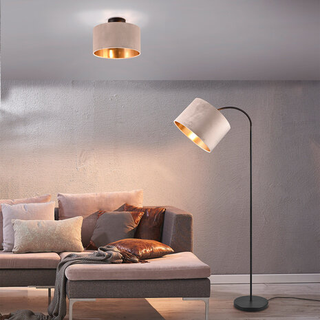 HLW LED LED Vloerlamp Trion Julina - Verstelbaar, E27 Fitting & Beige Textiel