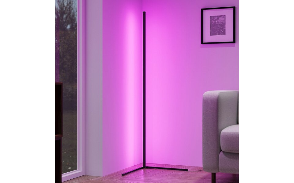 HLW LED LED Vloerlamp 10W - Zwarte Dimbare RGB Vloerlamp met Verstelbare Beam Angle