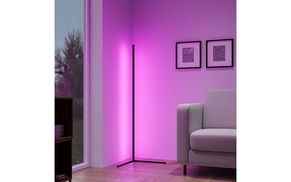 HLW LED LED Vloerlamp 10W - Zwarte Dimbare RGB Vloerlamp met Verstelbare Beam Angle