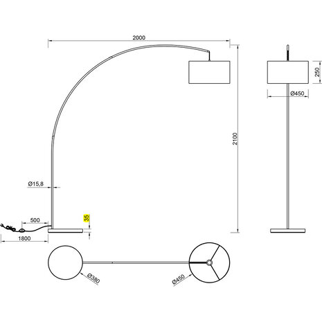 HLW LED LED Vloerlamp Trion Yavas - Metalen Vloerlamp Taupe met Voetschakelaar en E27 Fitting
