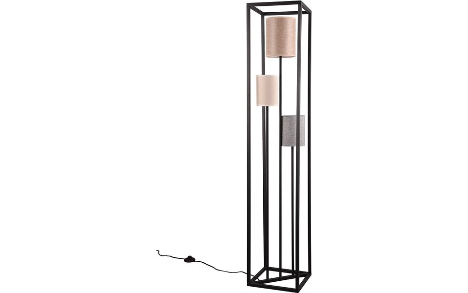 HLW LED Moderne LED Vloerlamp - Zwarte Metalen Vloerlamp Trion Rocky 3-lichts