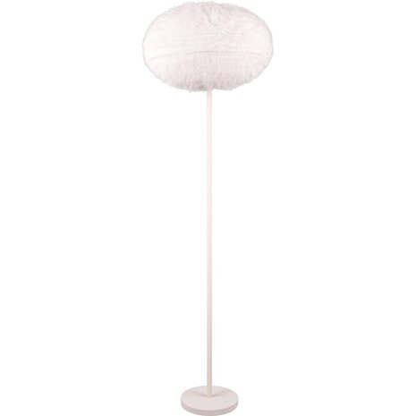 HLW LED LED Vloerlamp Trion Fluffy Taupe - Synthetisch Pluche & E27 LED lamp