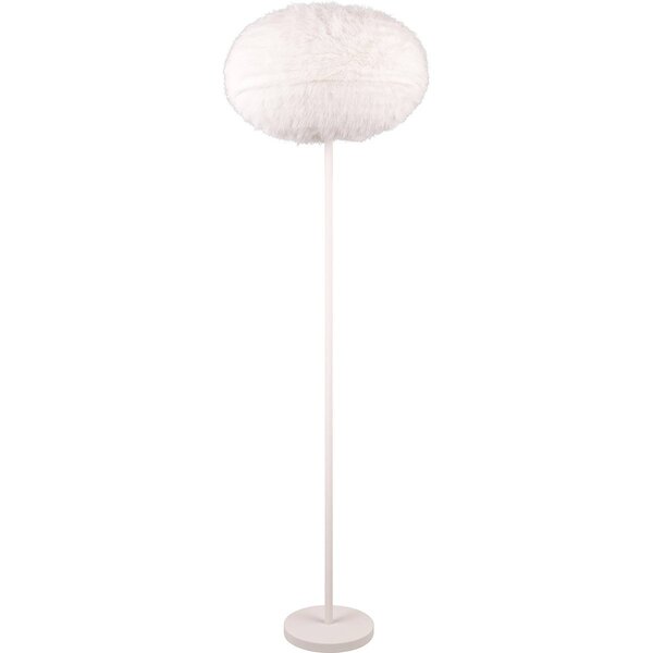 HLW LED LED Vloerlamp Trion Fluffy Taupe - Synthetisch Pluche & E27 LED lamp