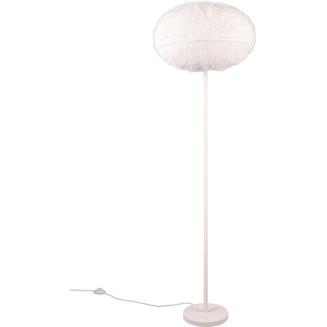 HLW LED LED Vloerlamp Trion Fluffy Taupe - Synthetisch Pluche & E27 LED lamp