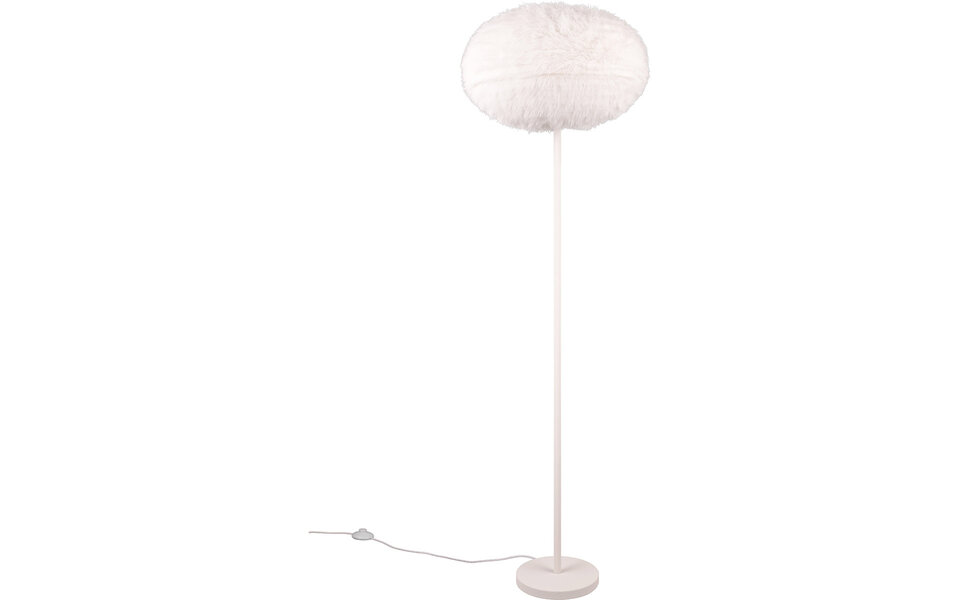 HLW LED LED Vloerlamp Trion Fluffy Taupe - Synthetisch Pluche & E27 LED lamp