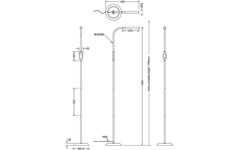 HLW LED Trion Root LED Vloerlamp 5W met Stoffen Kap en Aanpasbare Kleur - Grijs