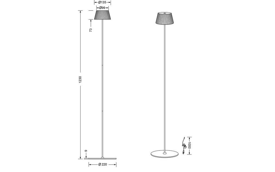 HLW LED Stijlvolle Witte Metalen LED Vloerlamp - Warm Wit 2700K–3000K, 5W LED, Spatwaterdicht