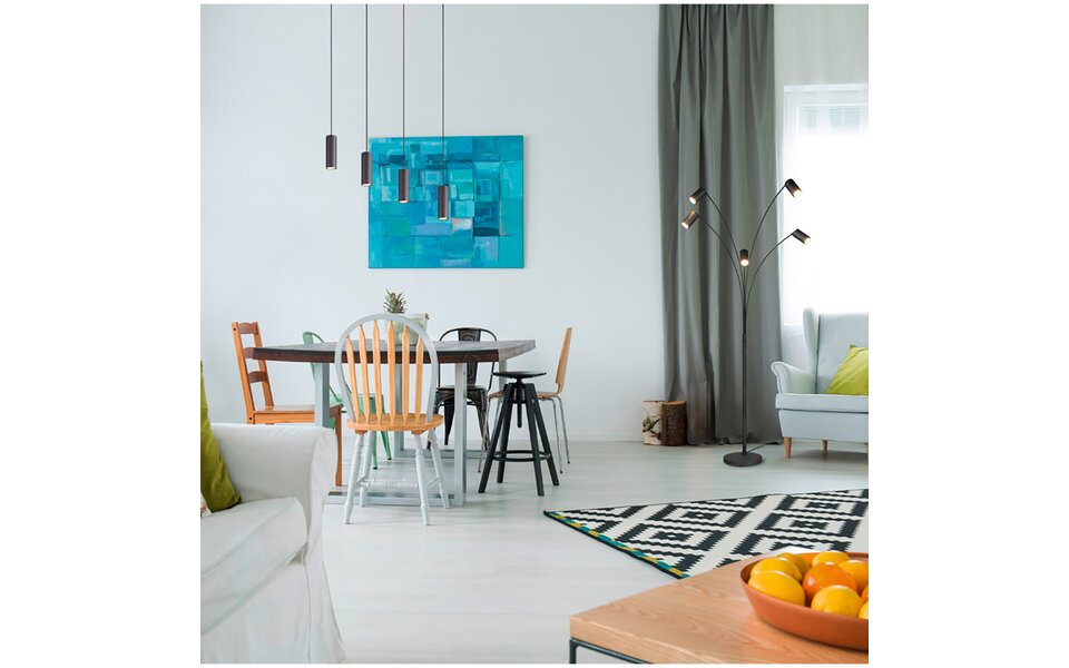 HLW LED LED Vloerlamp Trion Harley - 5-lichts Mat Zwarte Metalen Vloerlamp met GU10 Fitting en IP20 HLW LED LED Vloerlamp Trion Harley - 5-lichts Mat Zwarte Metalen Vloerlamp met GU10 Fitting en IP20