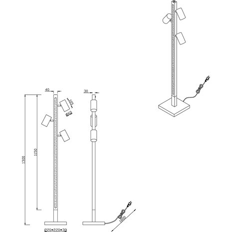 HLW LED LED Vloerlamp Trion Harley - Metalen Vloerlamp, GU10, Warm Wit 3000K, IP20 HLW LED LED Vloerlamp Trion Harley - Metalen Vloerlamp, GU10, Warm Wit 3000K, IP20