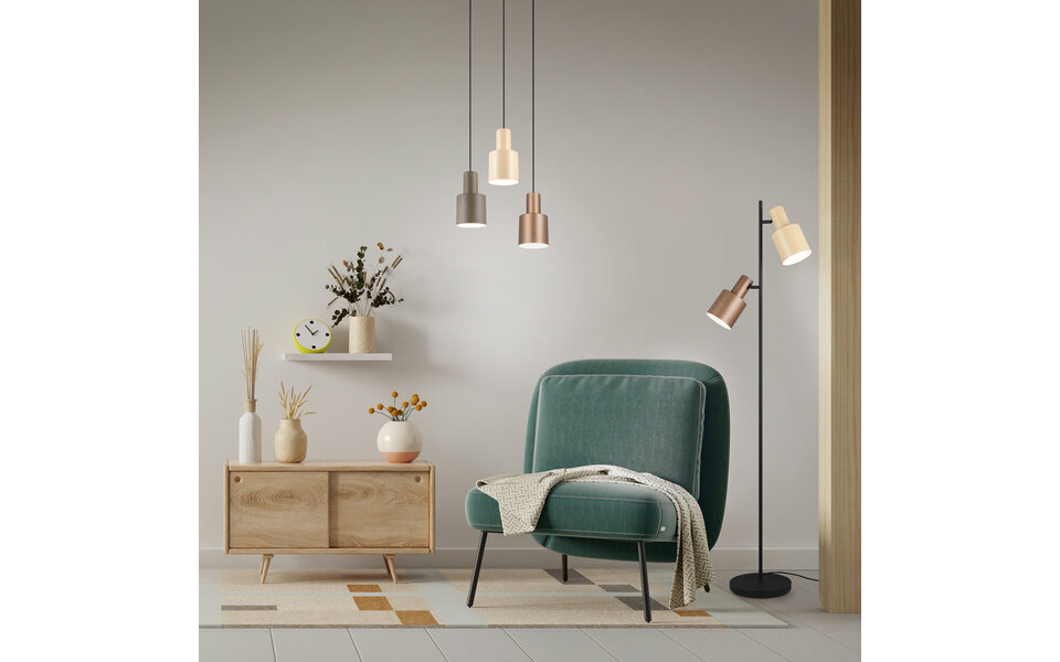 HLW LED LED Vloerlamp Trion Guido - Metalen 2-lichts vloerlamp met IP20 en voetschakelaar