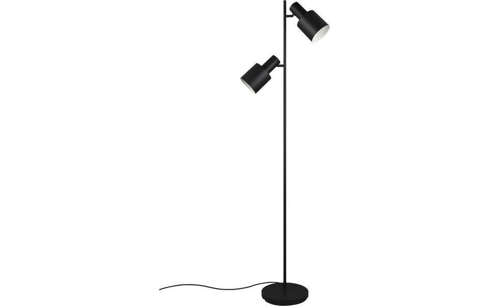 HLW LED LED Vloerlamp Trion Guido - 2-lichts Mat Zwarte Metalen Vloerlamp met IP20
