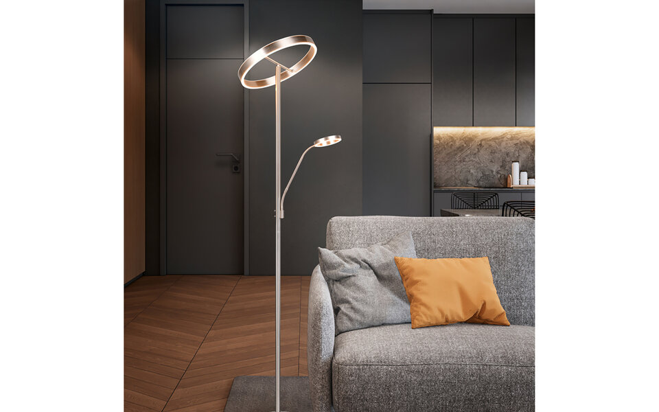 HLW LED Dimbare LED Vloerlamp 5W - Metalen Vloerlamp Trion Sillie met Aanpasbare Kleur