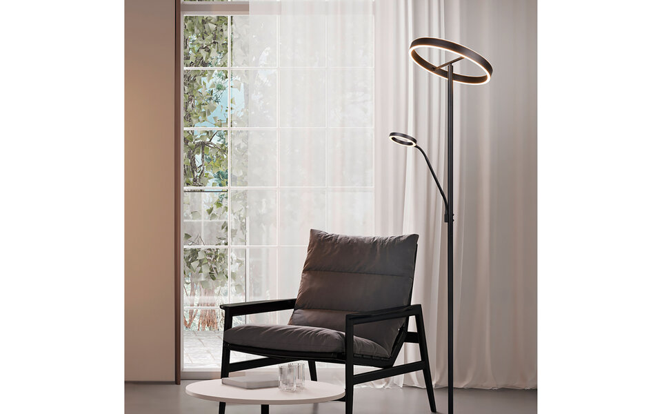 HLW LED LED Vloerlamp Metalen Zwarte Vloerlamp 5W Dimbaar Met Aanpasbare Kleur HLW LED LED Vloerlamp Metalen Zwarte Vloerlamp 5W Dimbaar Met Aanpasbare Kleur