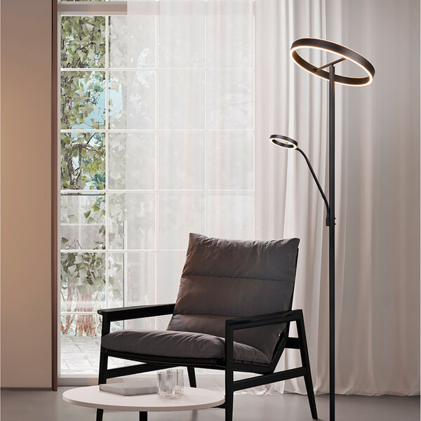 HLW LED LED Vloerlamp Metalen Zwarte Vloerlamp 5W Dimbaar Met Aanpasbare Kleur