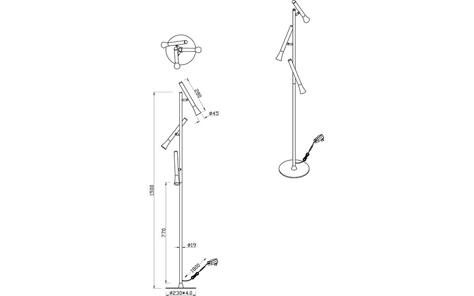 HLW LED Dimbare LED Vloerlamp 9W - Mat Zwarte Metalen Vloerlamp met Aanpasbare Kleur