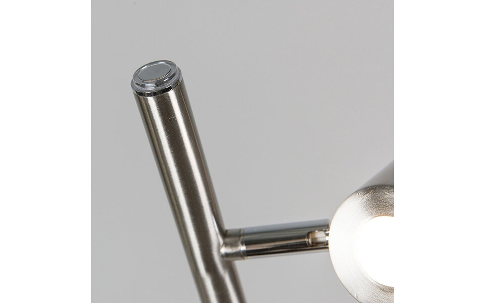 HLW LED Dimbare LED Vloerlamp Trion Narca - Warm Wit 2700K-3000K, Mat Nikkel, 3-lichts